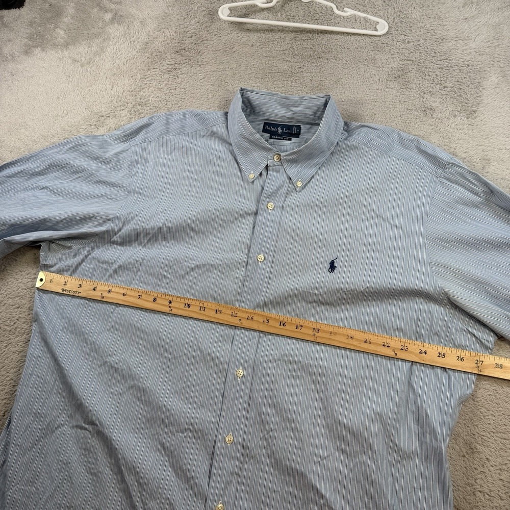 Polo Ralph Lauren Shirt Men 2XL Blue Striped Classic Fit Button Down Pony Cotton - Picture 5 of 8